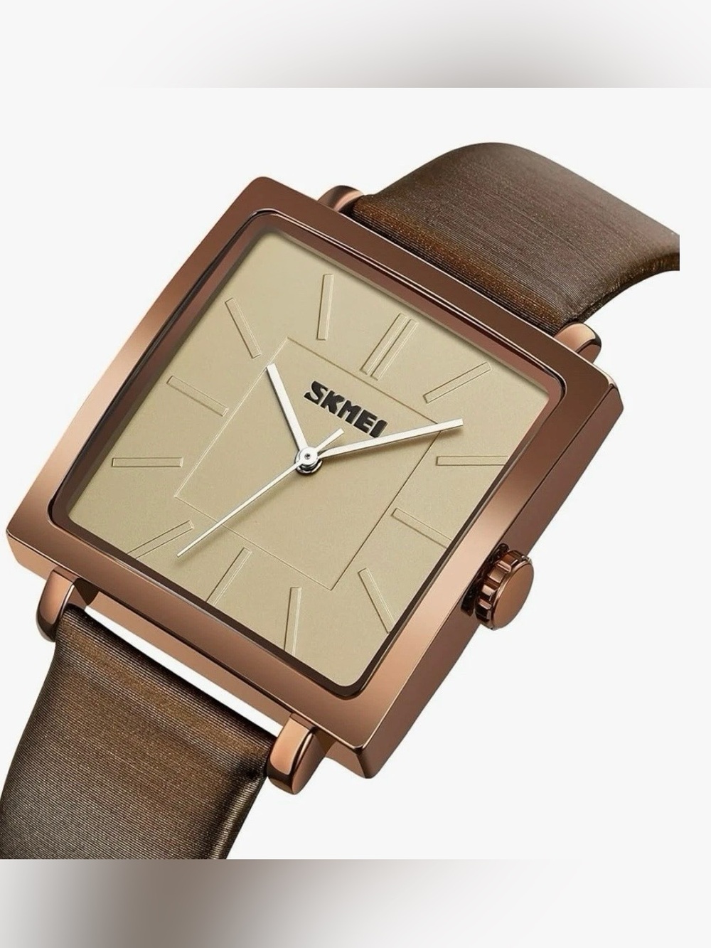 SKMEI Women's Waterproof Leather Watch - Quartz, Thin Design - Brown/Bronze NEW